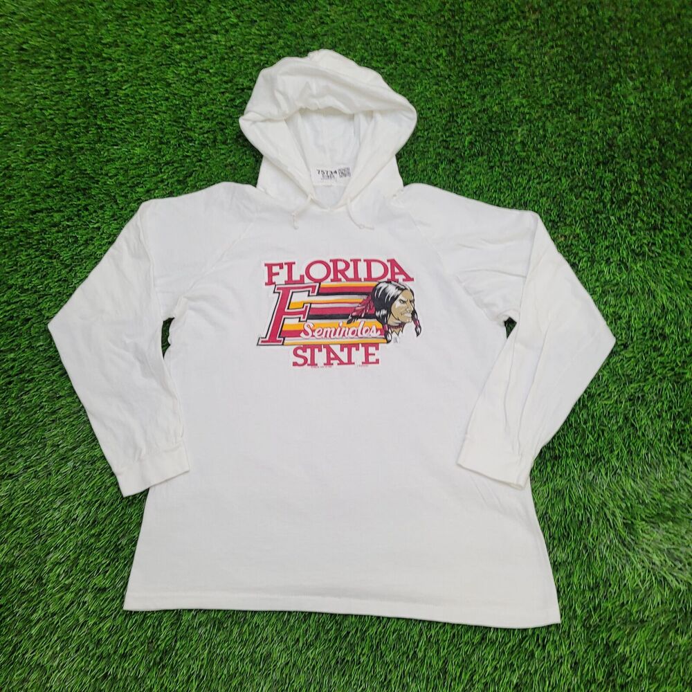 Vintage 1981 Florida State Hoodie Shirt Small 20x24 White FSU 80s Lightweight
